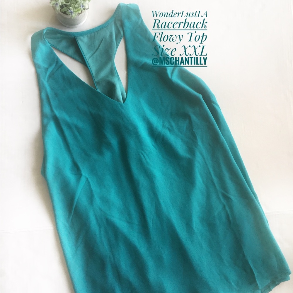 WonderLustLA Green Blouse W1376 Flowy Top SizeXXL